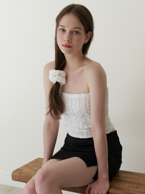 lacy petal tube top white