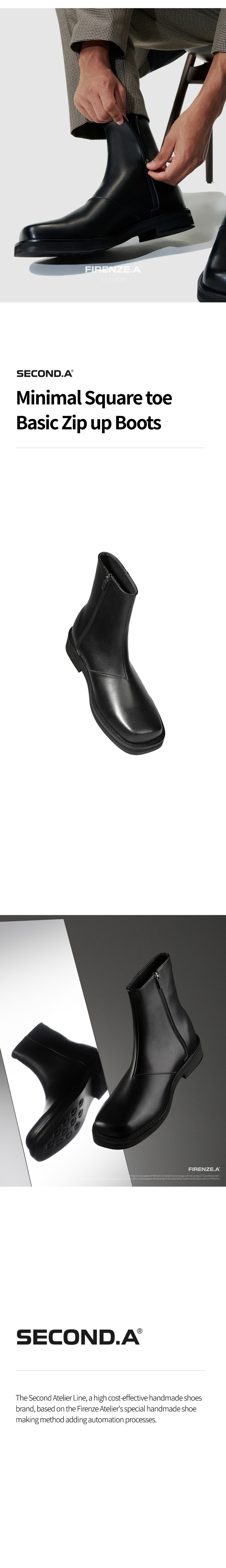 靴 MUSINSA Calfskin Square Toe Zipper Boots MUSINSA | FIRENZE ATELIER Minimal Square Toe Zip-up Boots