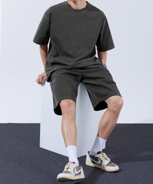 Heavy-Duty Pigment Oversized Short-Sleeve T-Shirt Charcoal