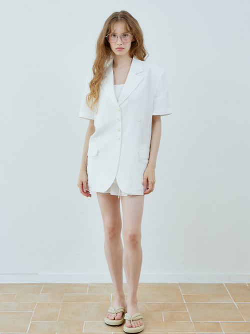 2WAY LINEN HALF SLEEVE JACKET(IVORY)