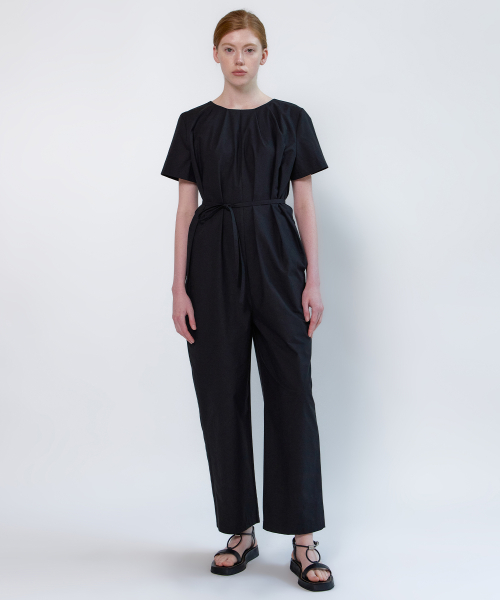 Cotton Pleats Jumpsuit_Black