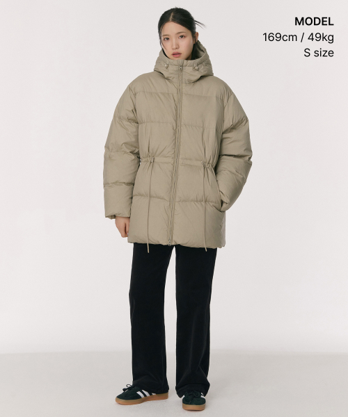 Женский пуховик средней длины Bright Hooded [Beige]