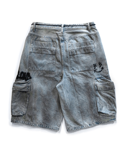 Карго-шорты Vivid Graffiti Logo Dirty Washing (Vintage Blue)