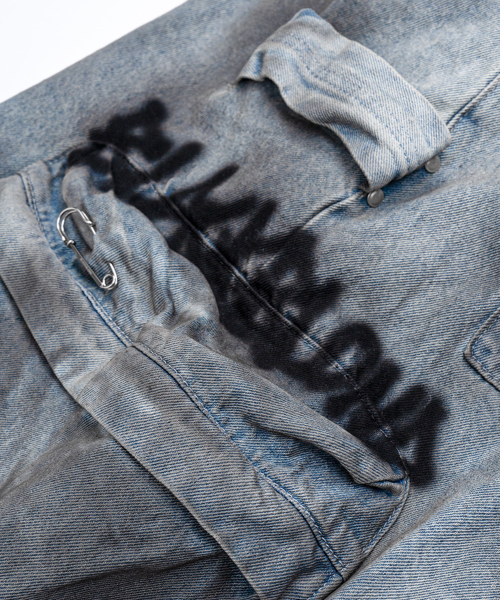 Карго-шорты Vivid Graffiti Logo Dirty Washing (Vintage Blue)
