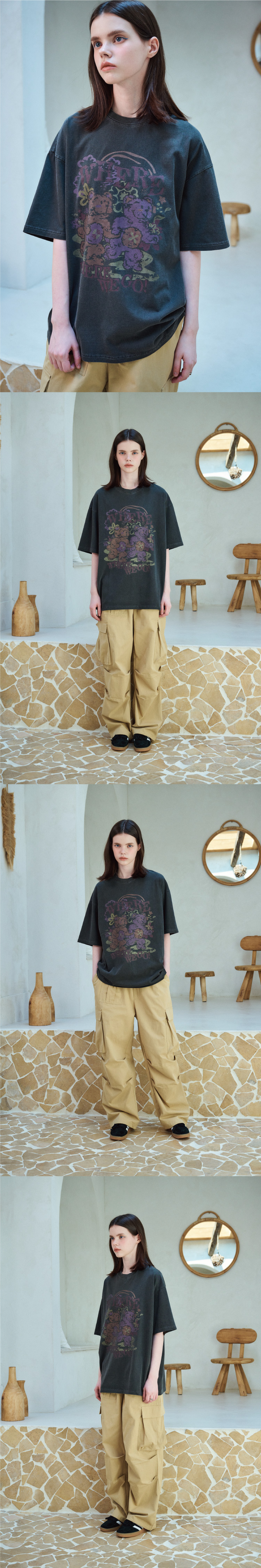 EVERYWHERE TEDDY SHORT SLEEVE TEE - 2 COLORS BLACK