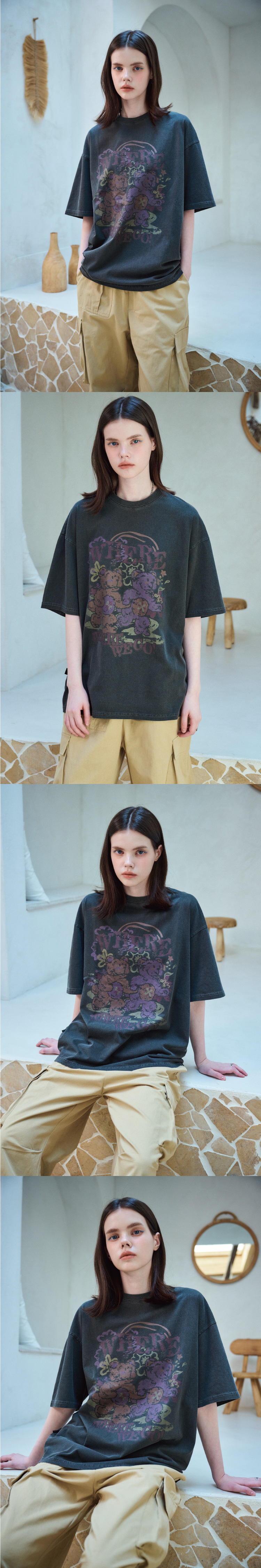 EVERYWHERE TEDDY SHORT SLEEVE TEE - 2 COLORS BLACK