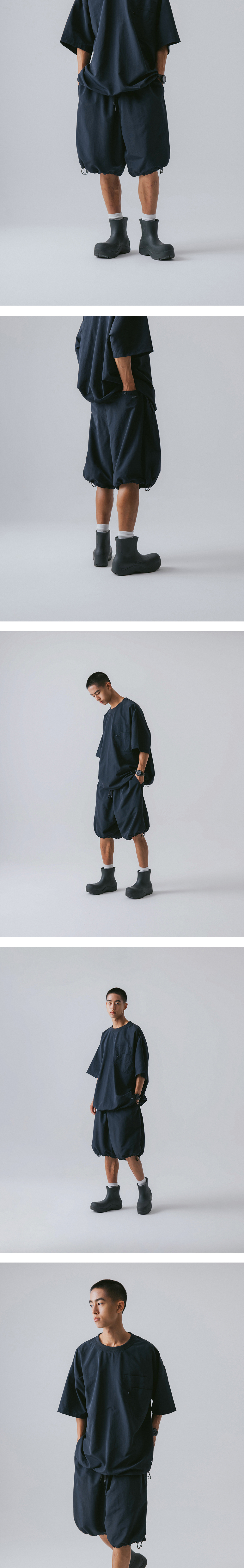 MUSINSA | ANGLAN Ring Nylon String Half Pants - Navy