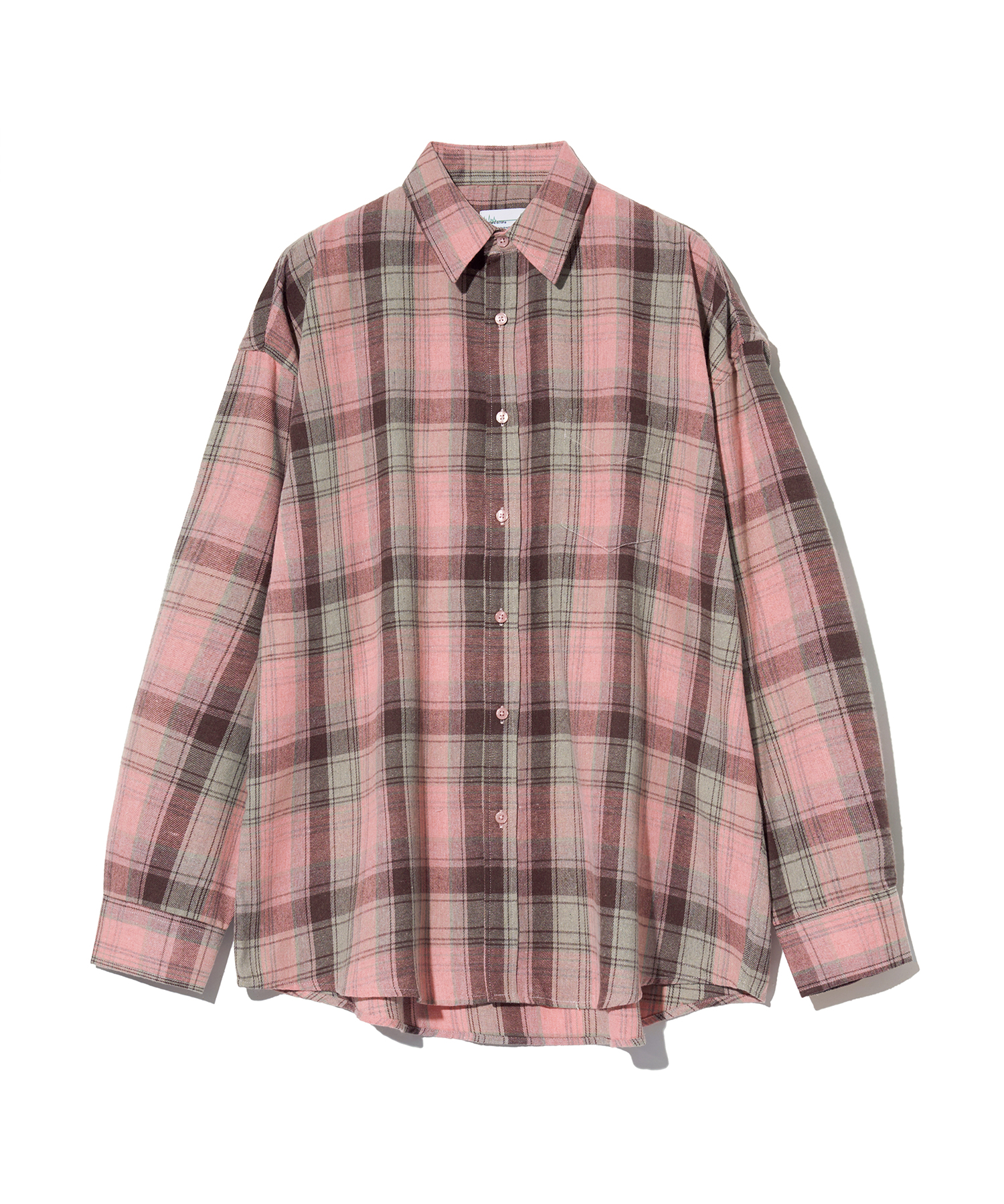 87-STAN082 Vintage Plaid OverFit Pocket Long-Sleeved Check Shirt