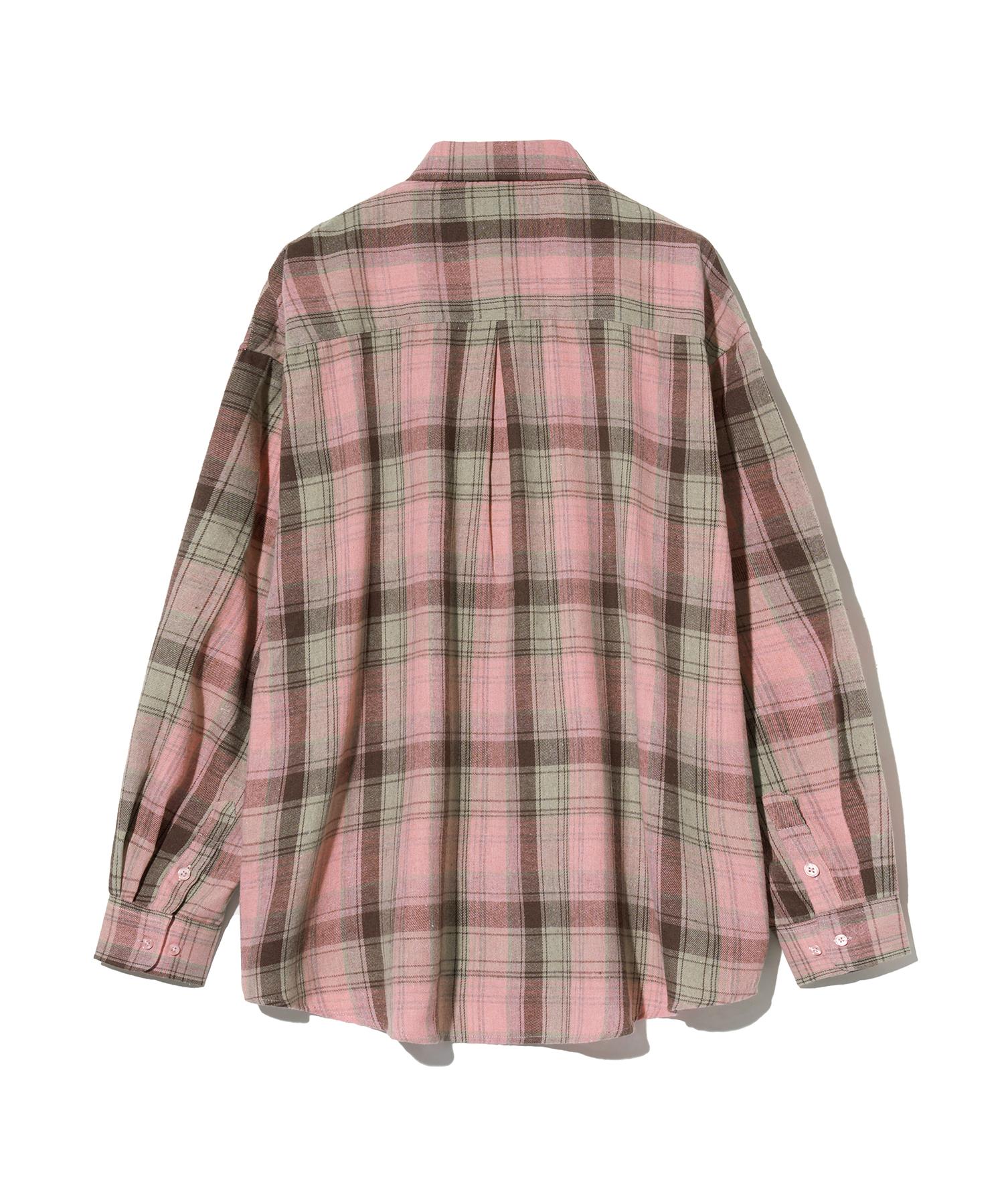 87-STAN082 Vintage Plaid OverFit Pocket Long-Sleeved Check Shirt