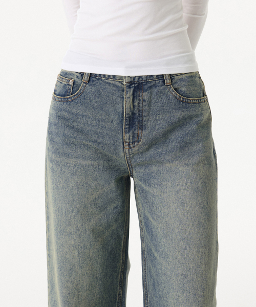 Womens Wide Trapeze Denim Pants [Rusty Blue] thumbnail 5