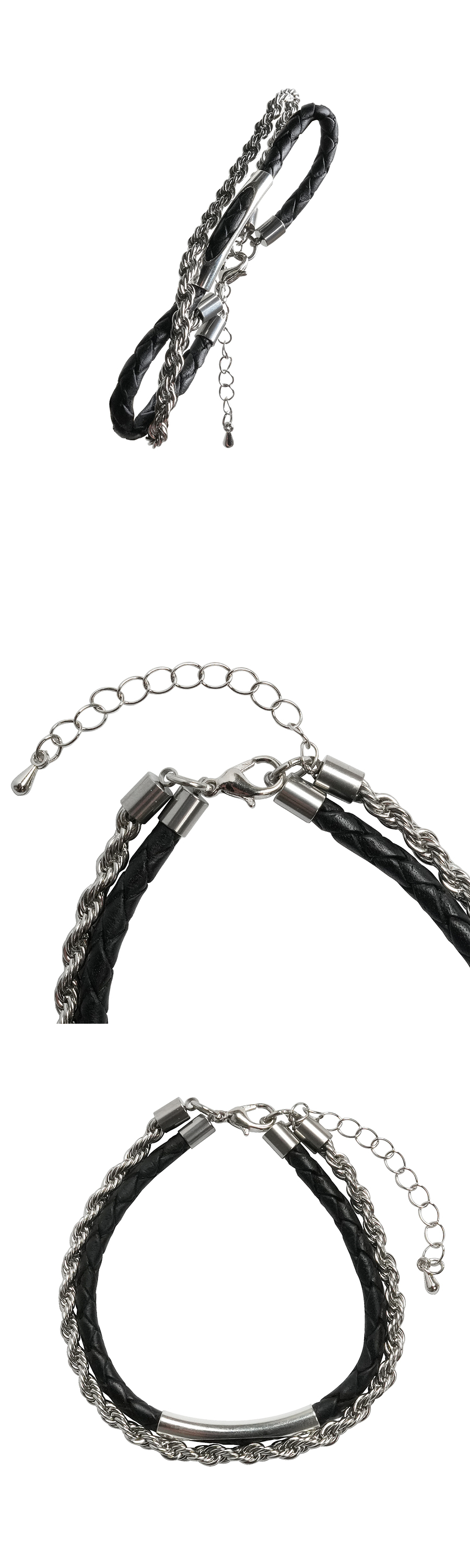 ●DOFFJASON● Double Layered Bracelet BLACK DJ24SSEBR006BLK MUSINSA | DOFFJASON Double layered bracelet, BLACK