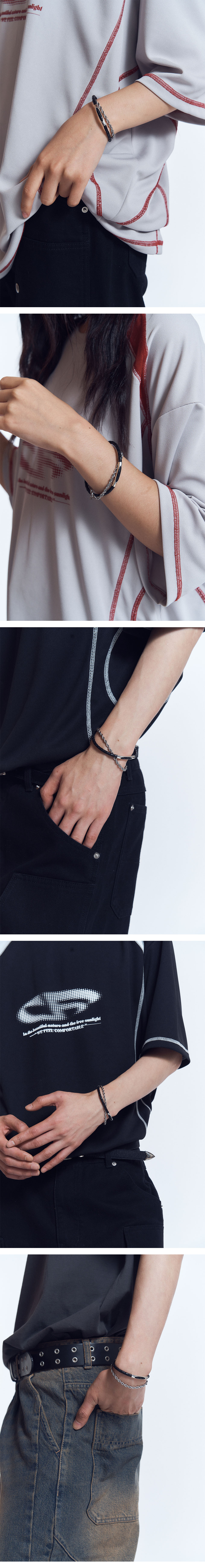 MUSINSA | DOFFJASON Double layered bracelet, BLACK