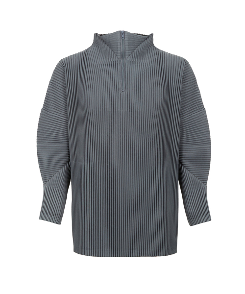 PS03X плиссированный анорак с высокой горловиной длинный рукав — Dark Grey