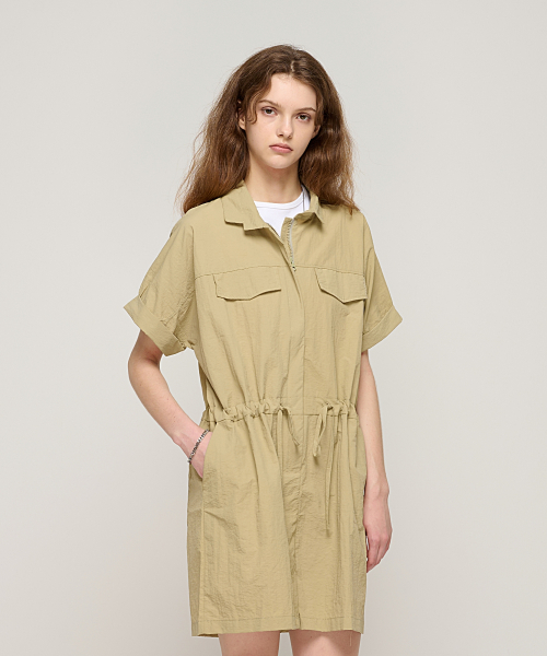 Широкий комбинезон-шорты в рабочем стиле (Khaki)