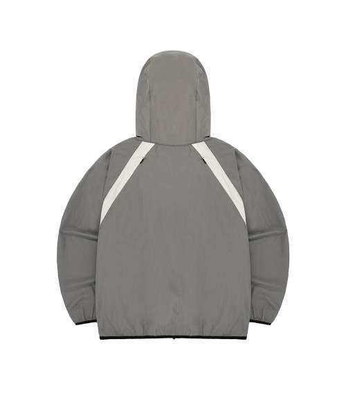 CURVED ZIPPER WIND BREAKER JACKET-KHAKI