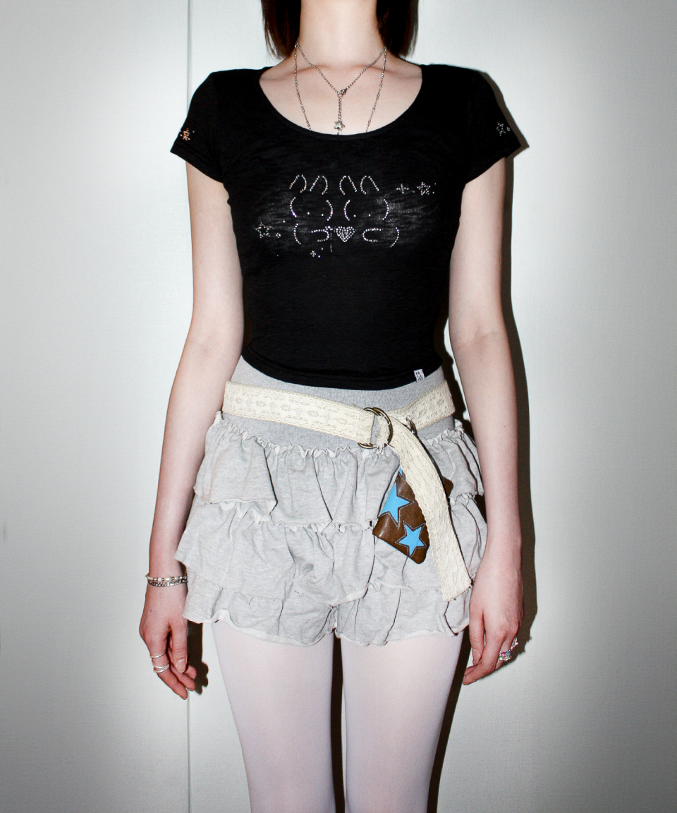 ★eessay★T.K RABBIT T SHIRT - WHITE★正規品/韓国送料込 MUSINSA公式 | EESSAY Rabbit T-Shirt - Black