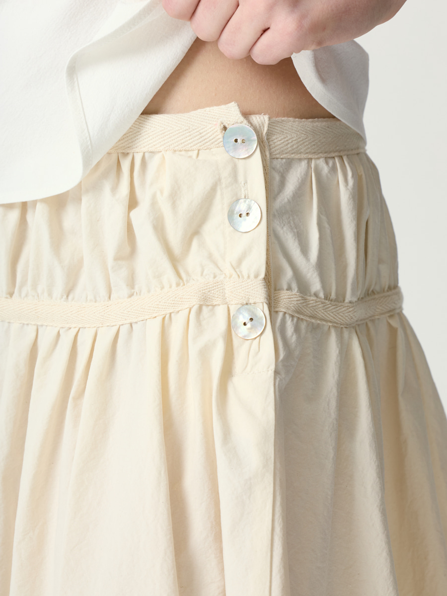 ★2024SS新作★glowny★BLOOM SHIRRING LONG SKIRT GLOWNY】24SS☆ BLOOM SHIRRING LONG SKIRT (S，M)