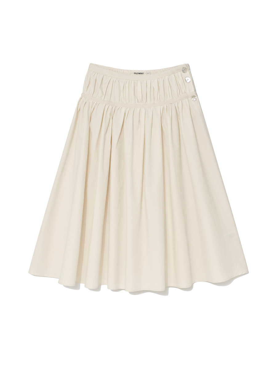 ★GLOWNY★ BLOOM SHIRRING LONG SKIRT NATURAL GY24ASK008NA MUSINSA | GLOWNY BLOOM SHIRRING LONG SKIRT (NATURAL)