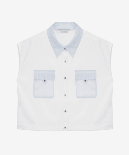[W]Coloring sleeveless blue type shirt MYWS3280