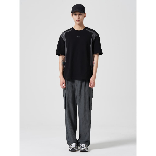 Поло-футболка с одним акцентом и текстурой, Black (424742DY25)