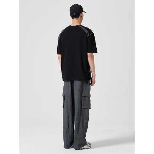 Поло-футболка с одним акцентом и текстурой, Black (424742DY25)