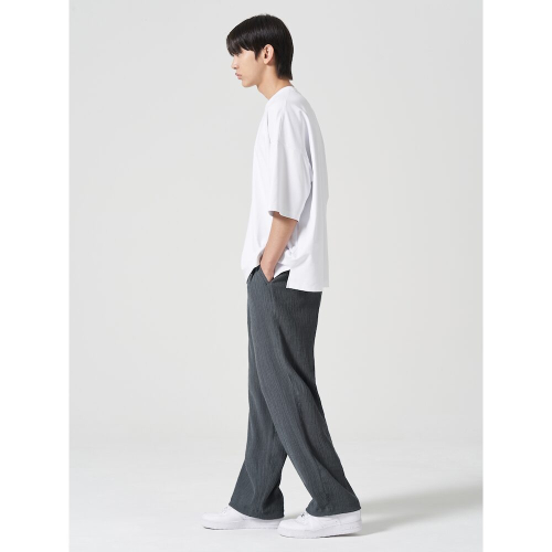 Полуширокие брюки на резинке Crease, Grey (424721DY13)