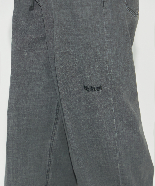 (UX)STRING SLAP WIDE DENIM PANTS BLACK