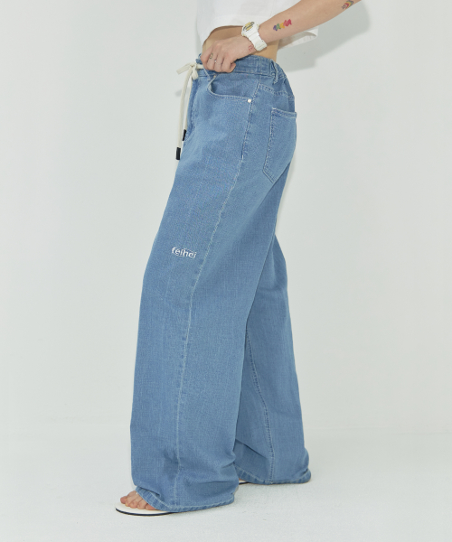 (UX)STRING SLAP WIDE DENIM PANTS INDIGO
