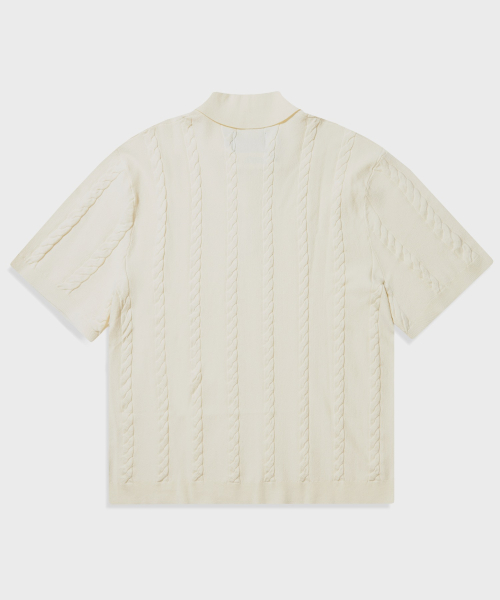 (M) вязаное поло косами CABLE KNIT POLO IVORY