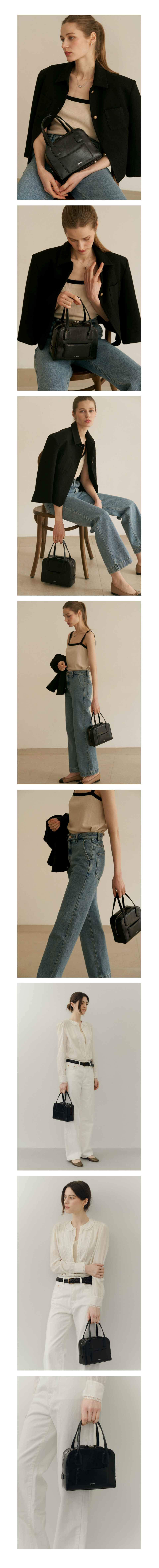 드메리엘(DEMERIEL) Cayley Boston Bag Leather Black - 사이즈