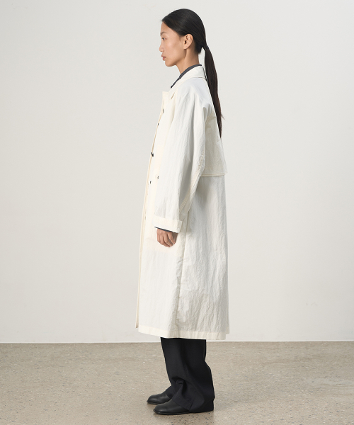 Washed Balmacan Coat Ivory