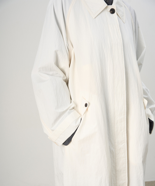 Washed Balmacan Coat Ivory