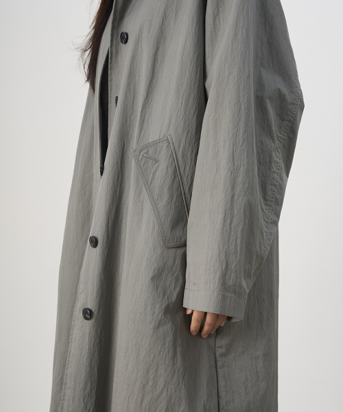 Washed Balmacan Coat Sage Grey