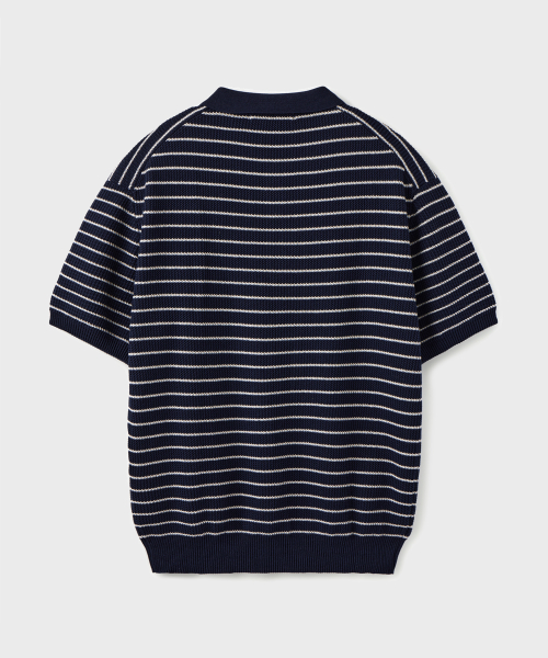 HARD TWIST HOLIDAY POLO KNIT [DARK NAVY STRIPE]