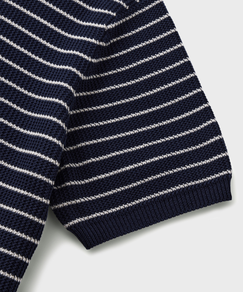 HARD TWIST HOLIDAY POLO KNIT [DARK NAVY STRIPE]