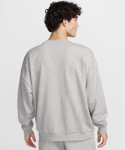 M NK CLUB FT OVERSIZED CREW - DK GREY HEATHER/LT SMOKE GREY/(WHITE)