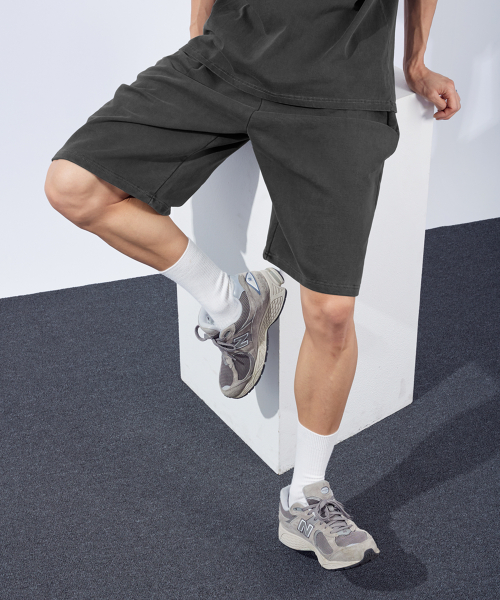 Heavy-Duty Pigment One-Tuck Bermuda Shorts Charcoal