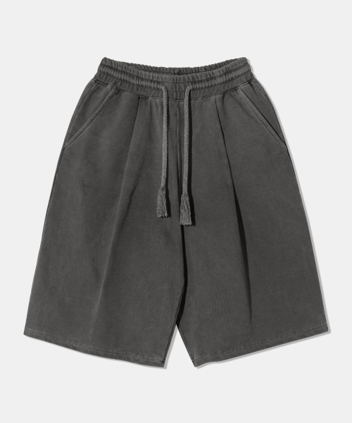 Heavy-Duty Pigment One-Tuck Bermuda Shorts Charcoal