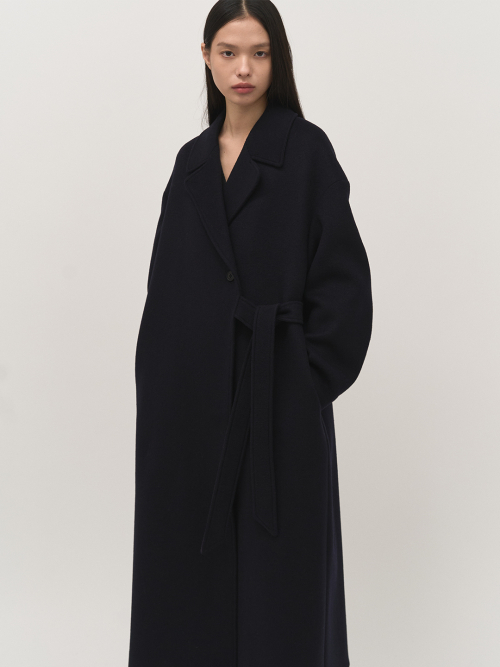 Side Belted Coat Navy