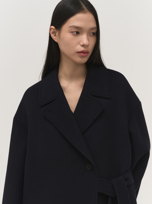 Side Belted Coat Navy