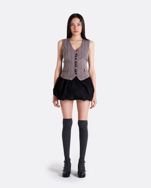v-neck button полоска жилет [бежевый]