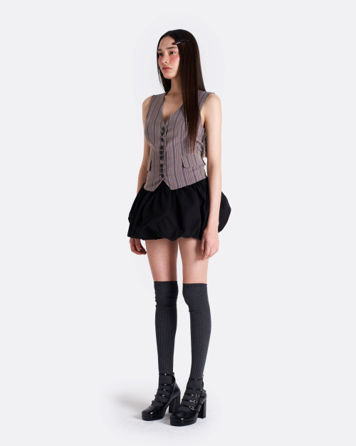 v-neck button полоска жилет [бежевый]