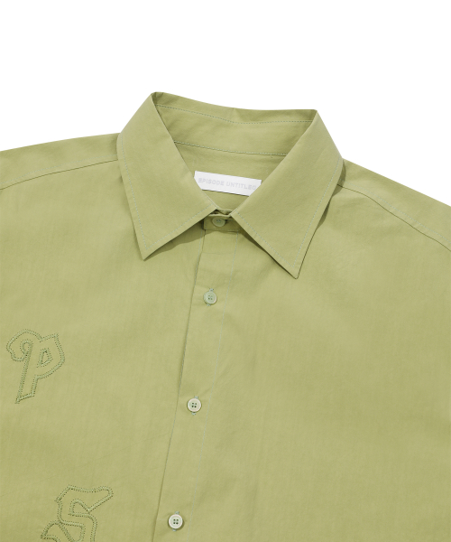 LOGO PATCH APPLIQUE HALF SLEEVES SHIRTS_GREEN