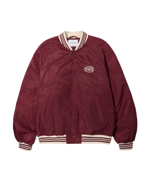 Нейлоновый бомбер регби в стиле 90-х_Burgundy
