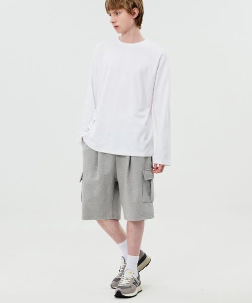 Heavy-Duty One-Tuck Cargo Training Shorts Melange
