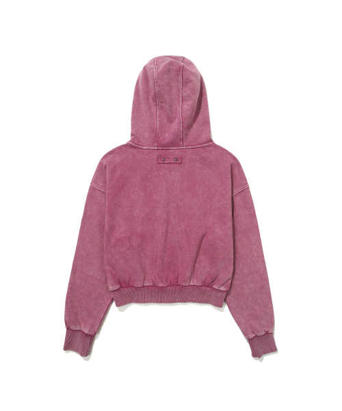 Укороченное худи на молнии W Vintage Garment Washing (Dark Pink)