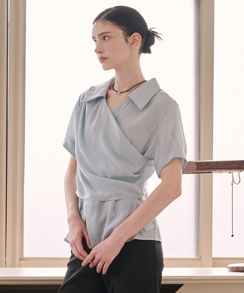 Florescence Flat-Collar Wrap Blouse