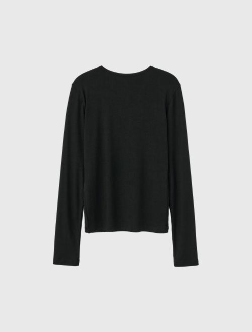 базовый slit long рукав футболка [BLACK] / WBD3L01502