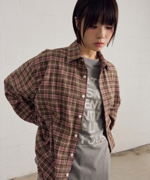 Geek Damage Check Shirt-Pink