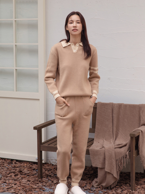 Трикотажный двухпредметный комплект Almond Beige